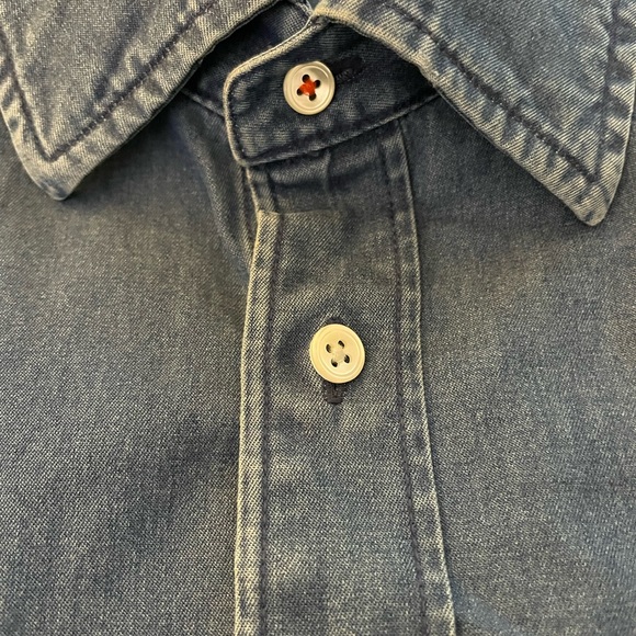 Faconnable Vintage Soft Denim Patch Pocket Field Shirt in Blue Size XL - Picture 4 of 6